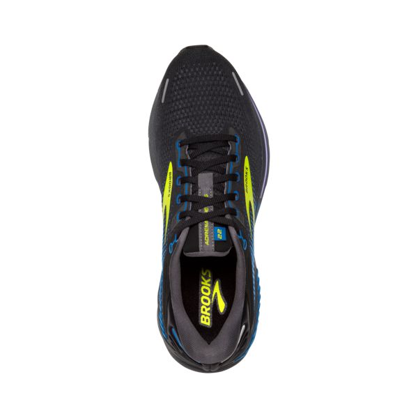 παπουτσια για τρεξιμο σε δρομο Brooks Adrenaline GTS 22 ανδρικα μαυρα κίτρινα μπλε | Greece-394261