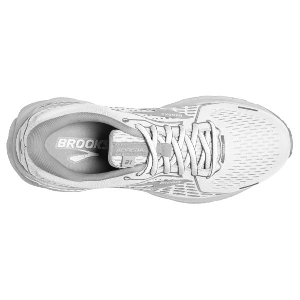 παπουτσια για τρεξιμο σε δρομο Brooks Adrenaline GTS 21 γυναικεια ασπρα γκρι ασημι | Greece-876093