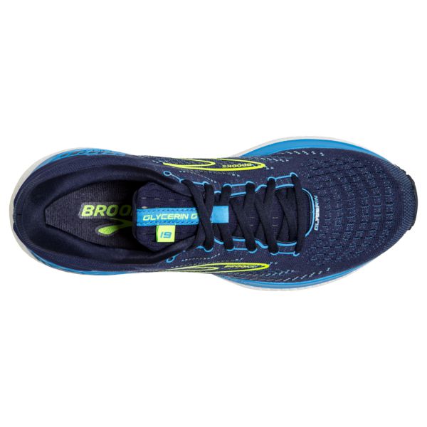 παπουτσια για τρεξιμο σε δρομο Brooks Glycerin GTS 19 ανδρικα σκουρο μπλε μπλε κίτρινα | Greece-13584