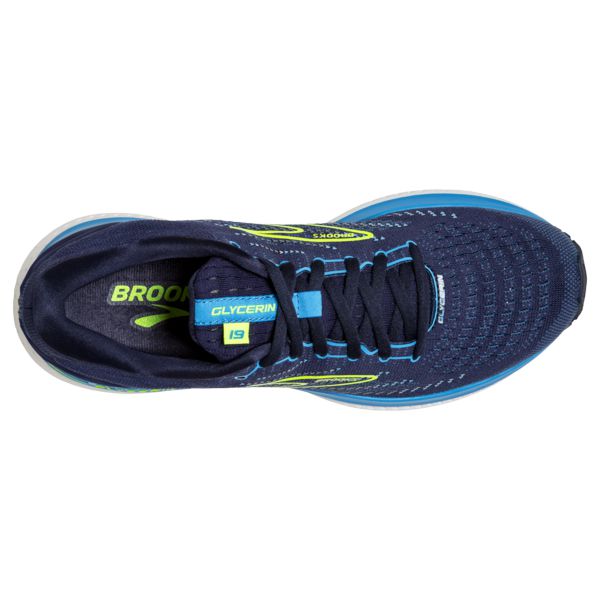 παπουτσια για τρεξιμο σε δρομο Brooks Glycerin 19 ανδρικα σκουρο μπλε μπλε κίτρινα | Greece-329514