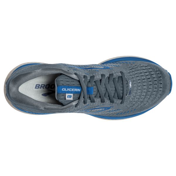 παπουτσια για τρεξιμο σε δρομο Brooks Glycerin 19 ανδρικα γκρι μπλε ασπρα | Greece-620734