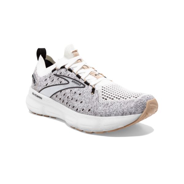 παπουτσια για τρεξιμο σε δρομο Brooks Glycerin StealthFit 20 γυναικεια ασπρα μαυρα γκρι | Greece-680439