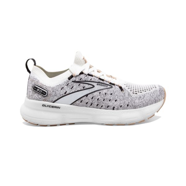 παπουτσια για τρεξιμο σε δρομο Brooks Glycerin StealthFit 20 γυναικεια ασπρα μαυρα γκρι | Greece-680439