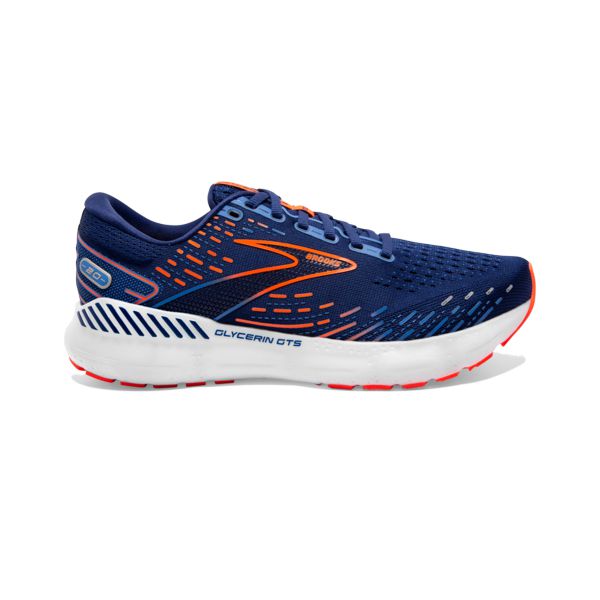 παπουτσια για τρεξιμο σε δρομο Brooks Glycerin GTS 20 ανδρικα μπλε πορτοκαλι ασπρα | Greece-745839