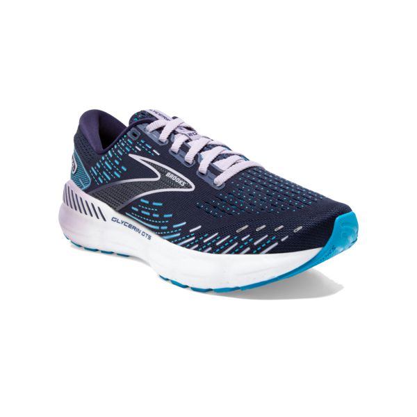 παπουτσια για τρεξιμο σε δρομο Brooks Glycerin GTS 20 γυναικεια σκουρο μπλε μπλε ασπρα | Greece-96214