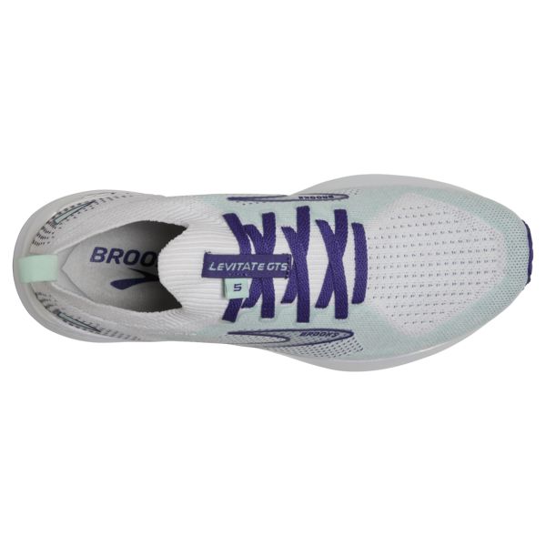 παπουτσια για τρεξιμο σε δρομο Brooks Levitate StealthFit GTS 5 γυναικεια ασπρα σκουρο μπλε μπλε | Greece-541783