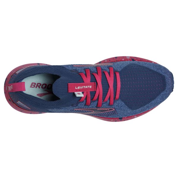 παπουτσια για τρεξιμο σε δρομο Brooks Levitate StealthFit 5 γυναικεια μπλε κοκκινα | Greece-579610