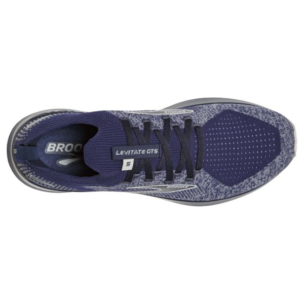 παπουτσια για τρεξιμο σε δρομο Brooks Levitate StealthFit GTS 5 ανδρικα γκρι σκουρο μπλε ασπρα | Greece-940123